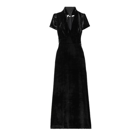 Cefinn Jacquetta black cutout velvet midi dress US size 4 NWT ties at neck - Picture 1 of 13